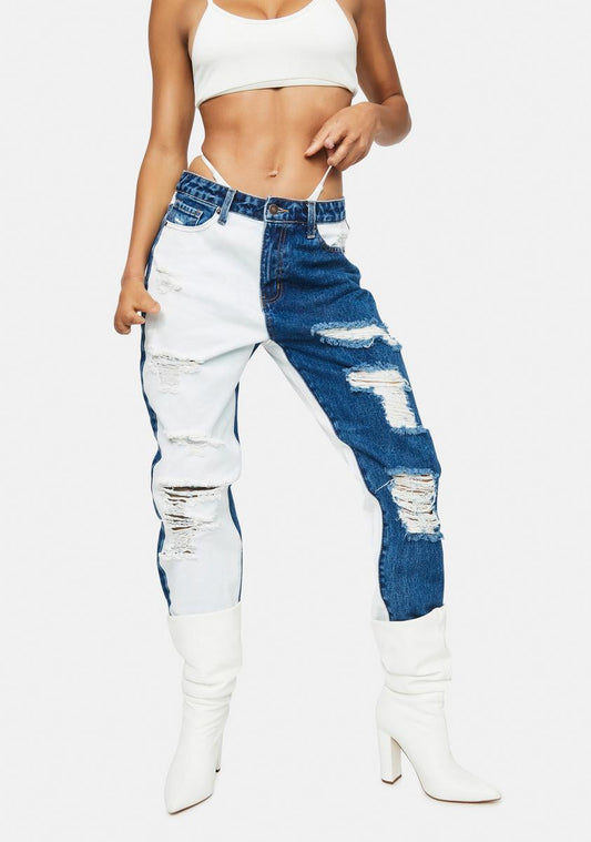Wave Out Of Town Two Tone Boyfriend Jeans