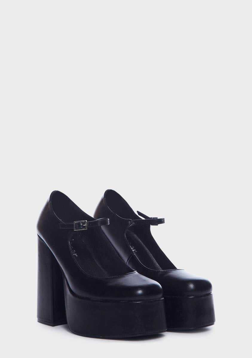 Black Darkbloom Mary Janes
