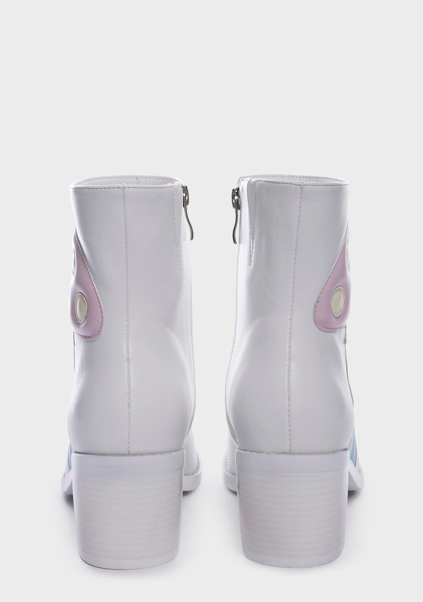White Shroom Ankle Boots
