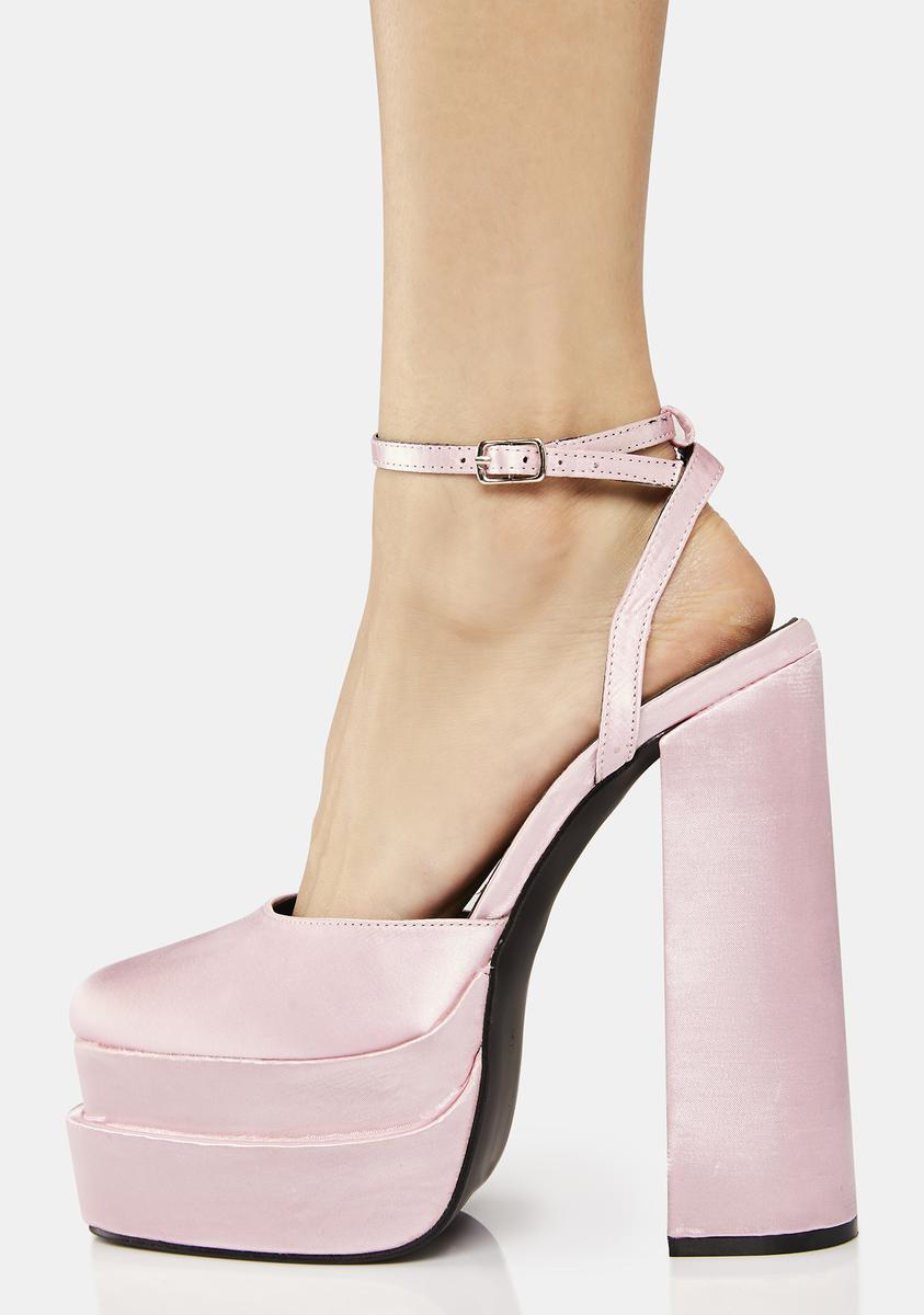 Pink Satin Moonchild Platform Heels