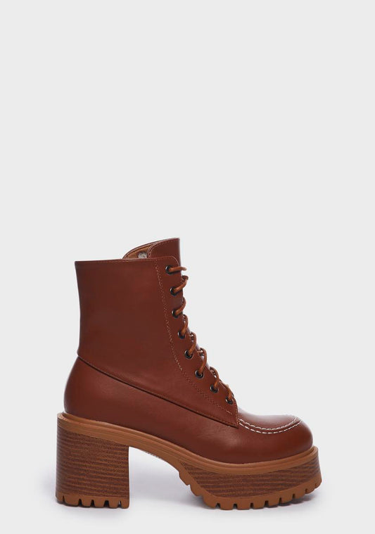 Coffee Juvenile Rebel Platform Boots