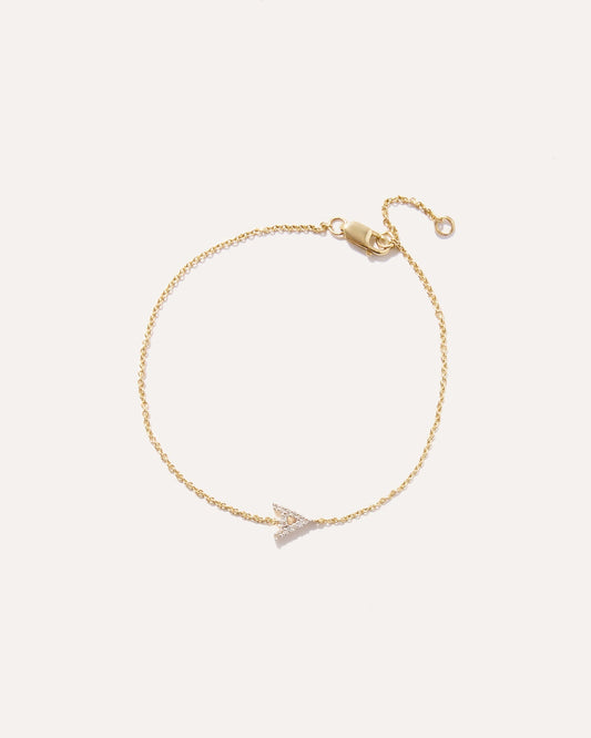 14K Gold Diamond Letter Bracelet