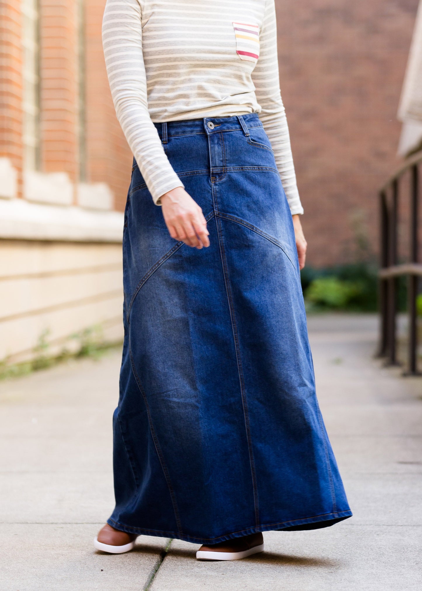Long A-Line Denim Jean Skirt - FINAL SALE