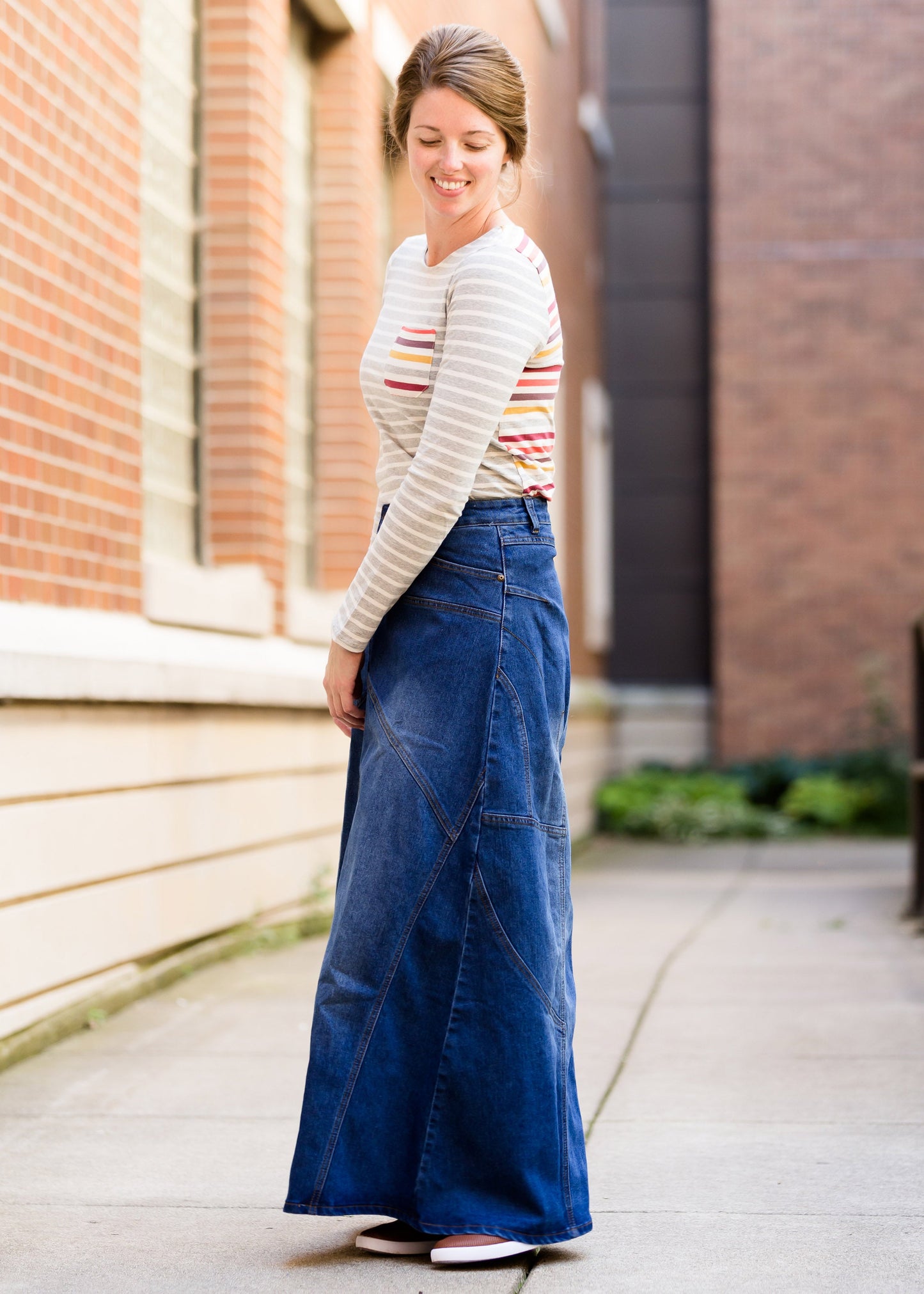Long A-Line Denim Jean Skirt - FINAL SALE