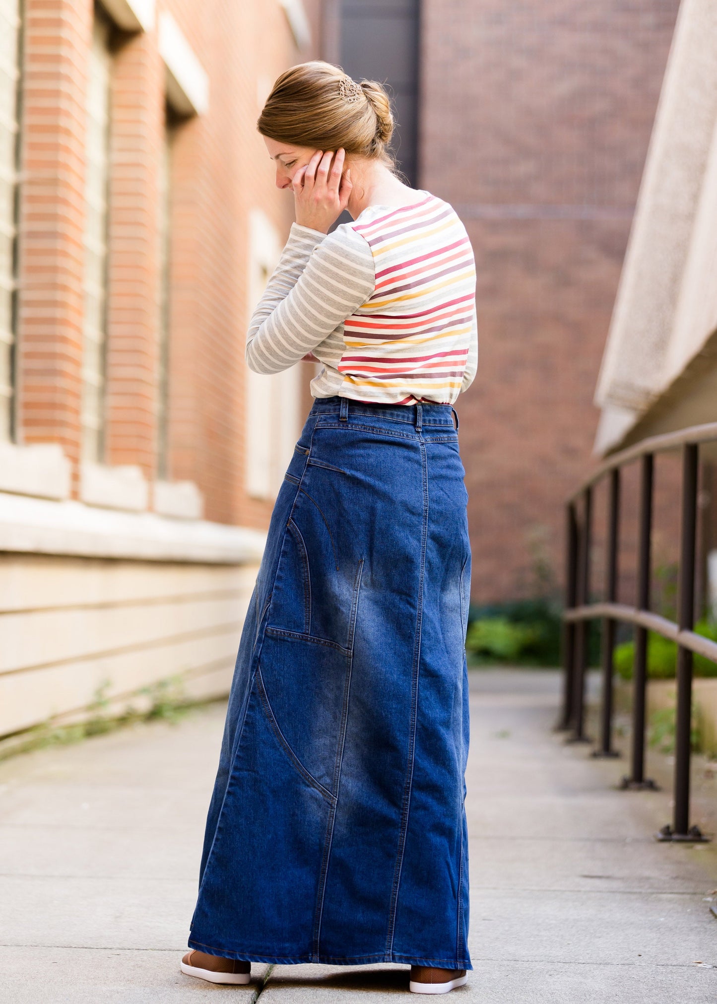 Long A-Line Denim Jean Skirt - FINAL SALE