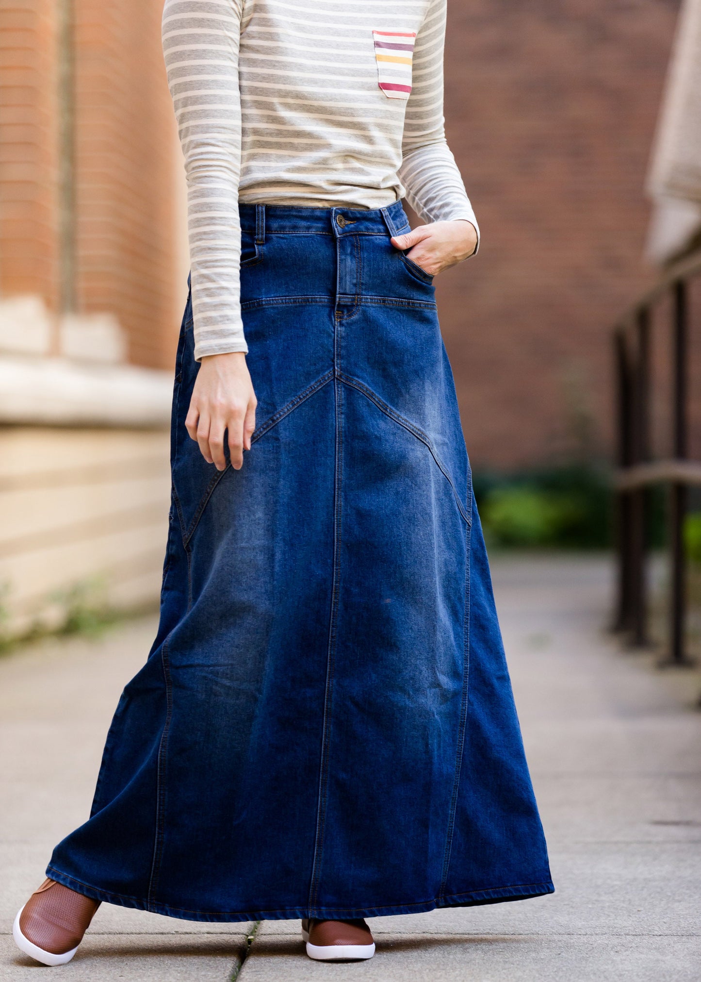 Long A-Line Denim Jean Skirt - FINAL SALE