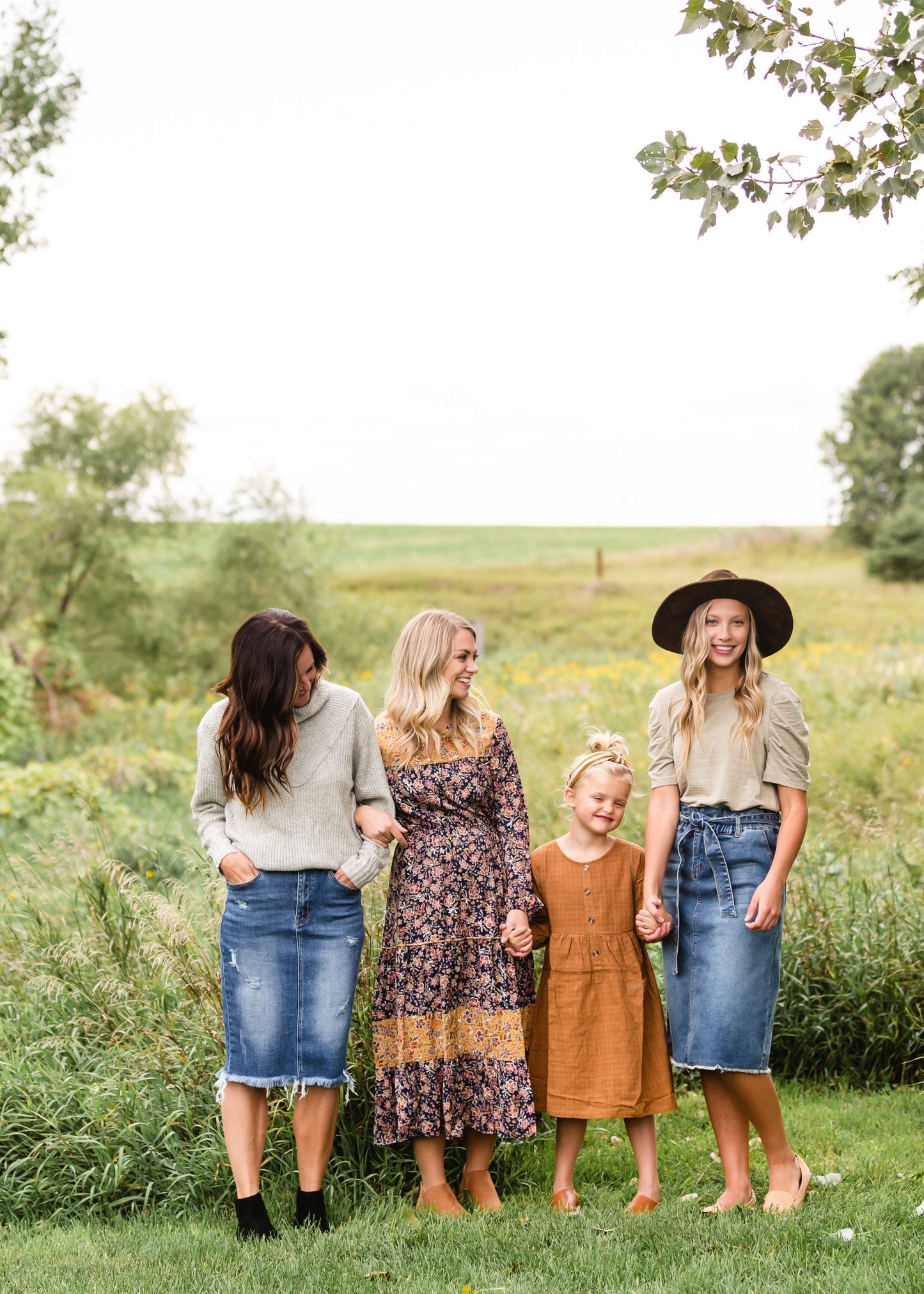 Navy Floral Prairie Peasant Midi Dress - FINAL SALE