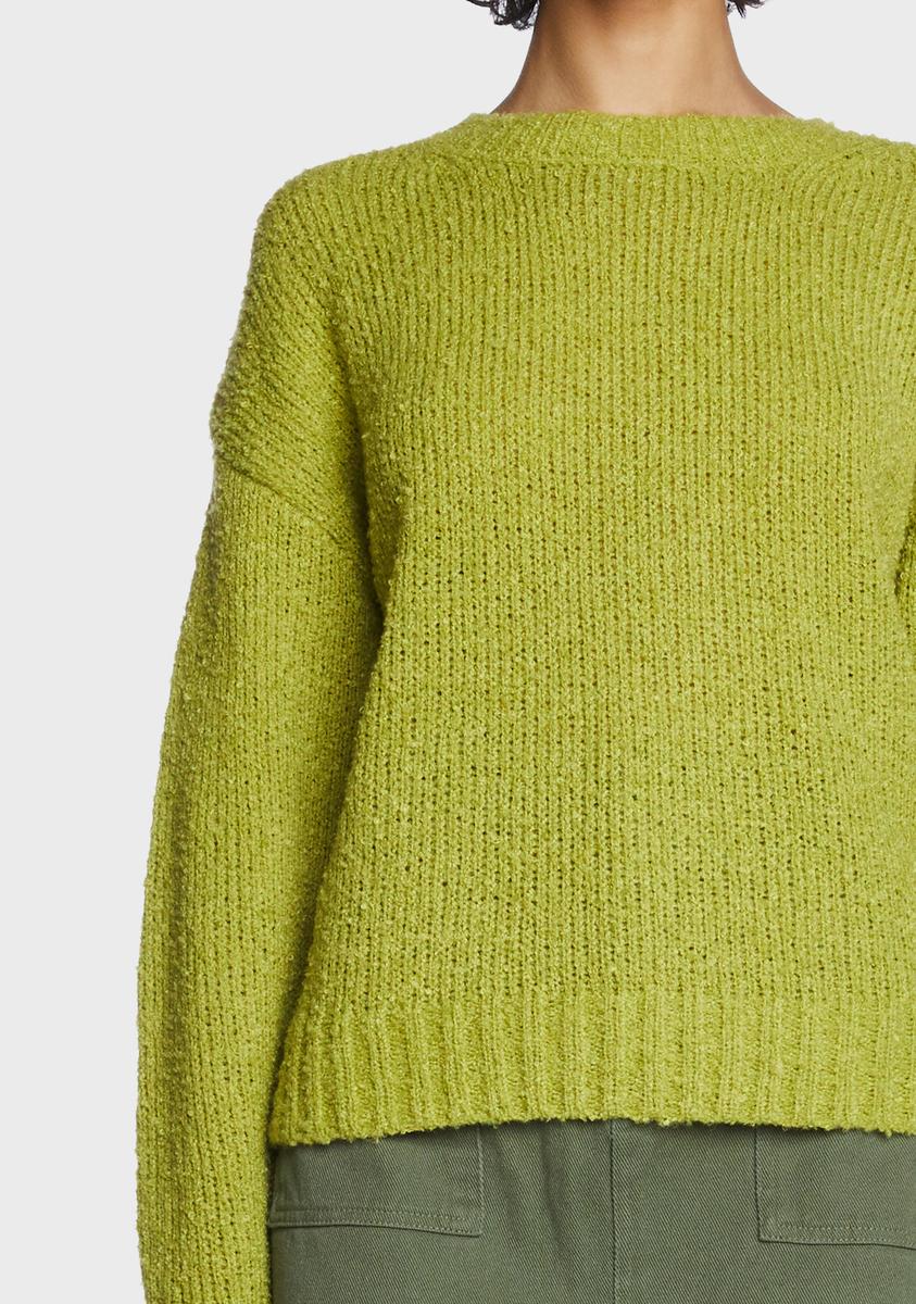 Dusty Lime Oversized Boucle Knit Sweater