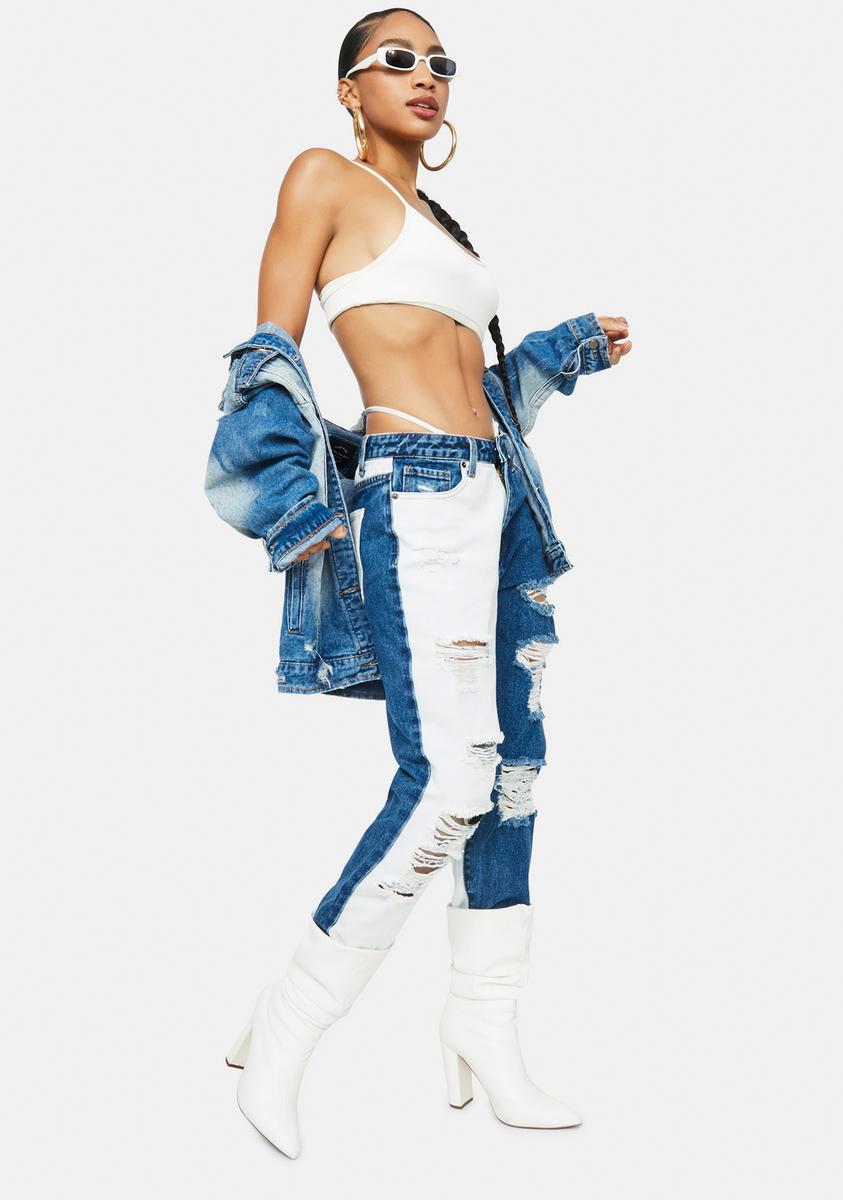 Wave Out Of Town Two Tone Boyfriend Jeans