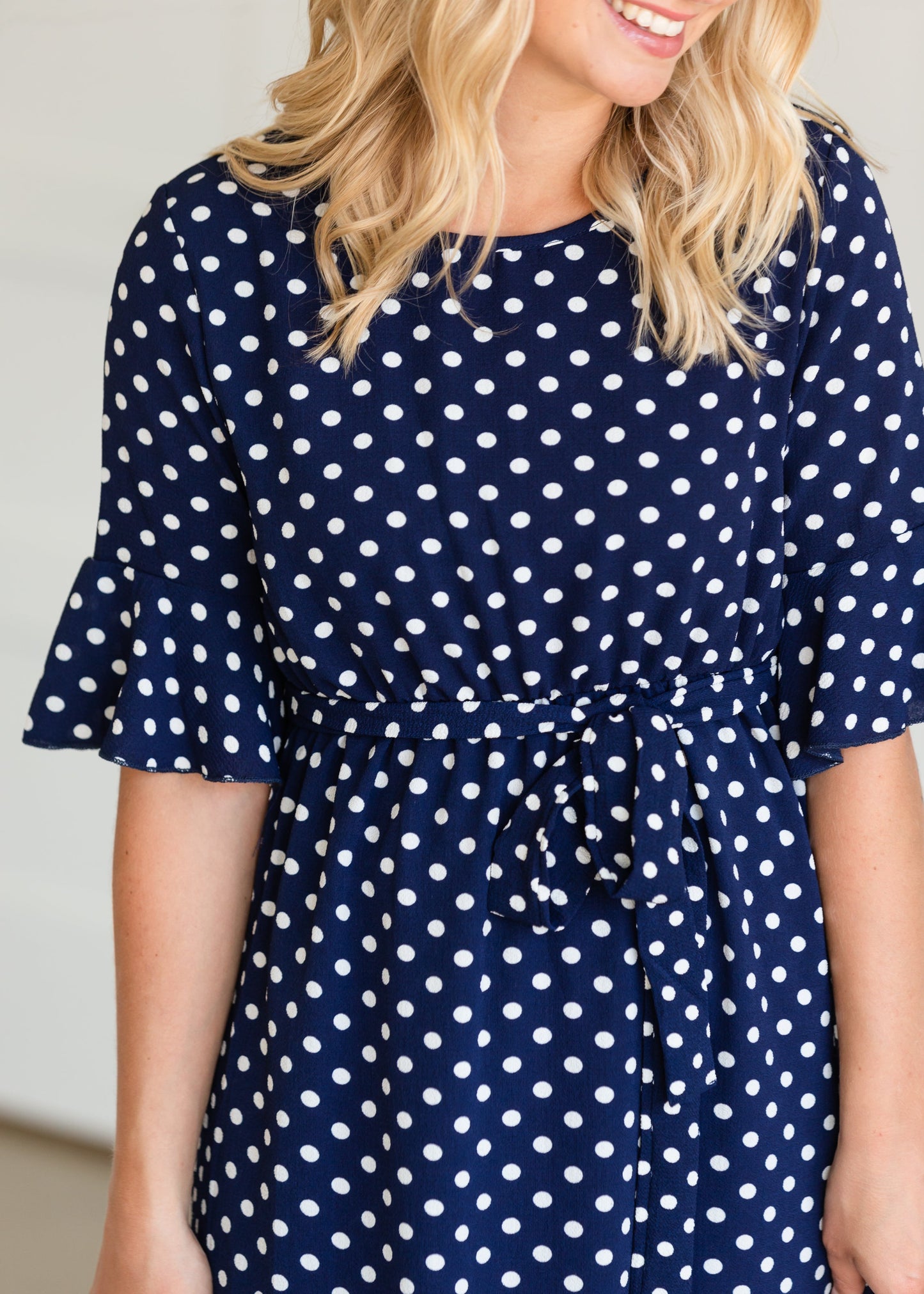 Polka Dot Trumpet Sleeve Maxi Dress - FINAL SALE
