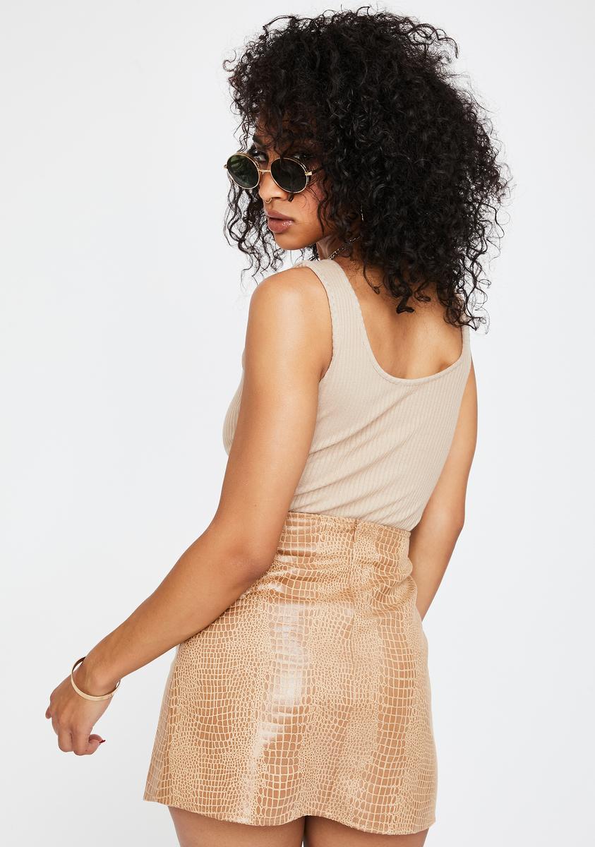 Tan Snake Wren Mini Skirt
