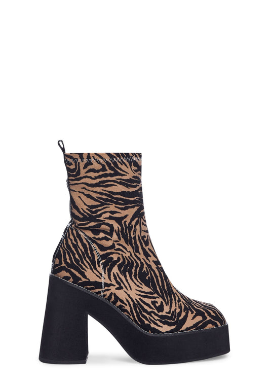 Natural Jupe Platform Ankle Boots