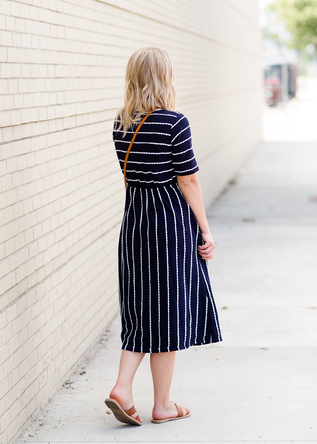 Scalloped Lace Navy Midi Dress