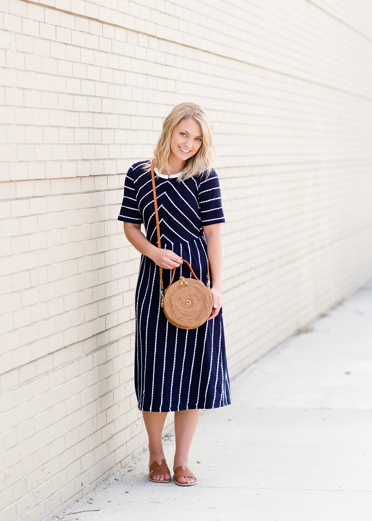 Scalloped Lace Navy Midi Dress