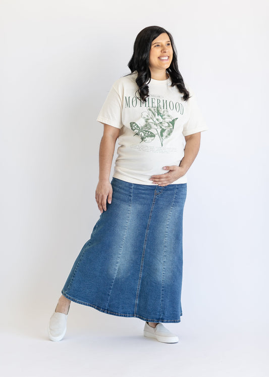 Shayla Maternity Denim Maxi Skirt