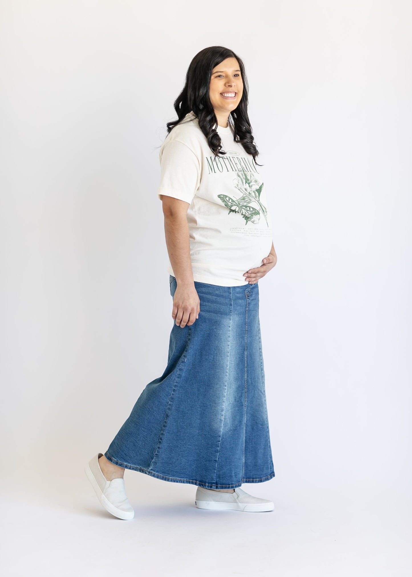Shayla Maternity Denim Maxi Skirt