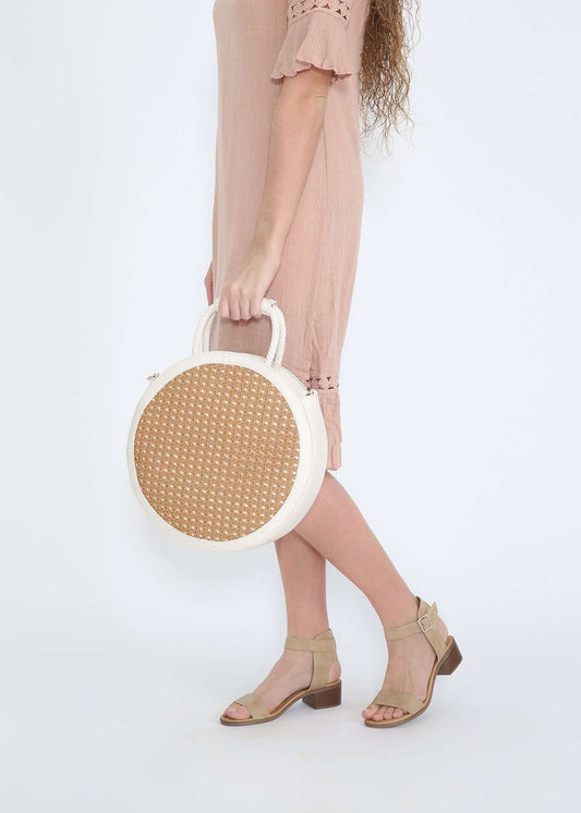 Sole Society Faux Leather Straw Crossbody