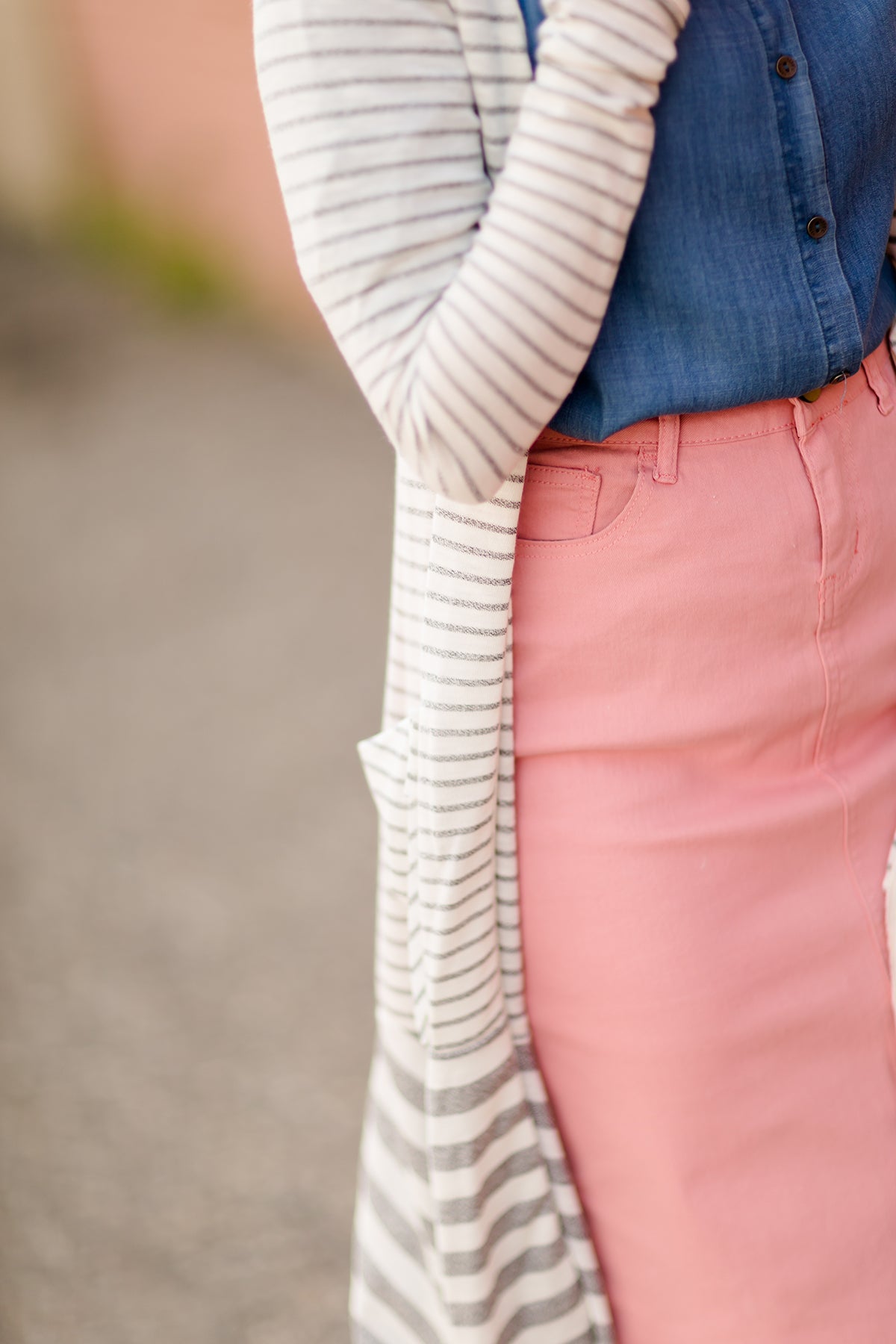 Striped Front Pocket Duster Cardigan