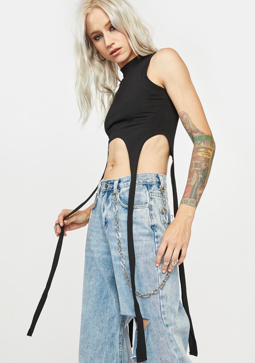 Black Fire Mock Neck Top