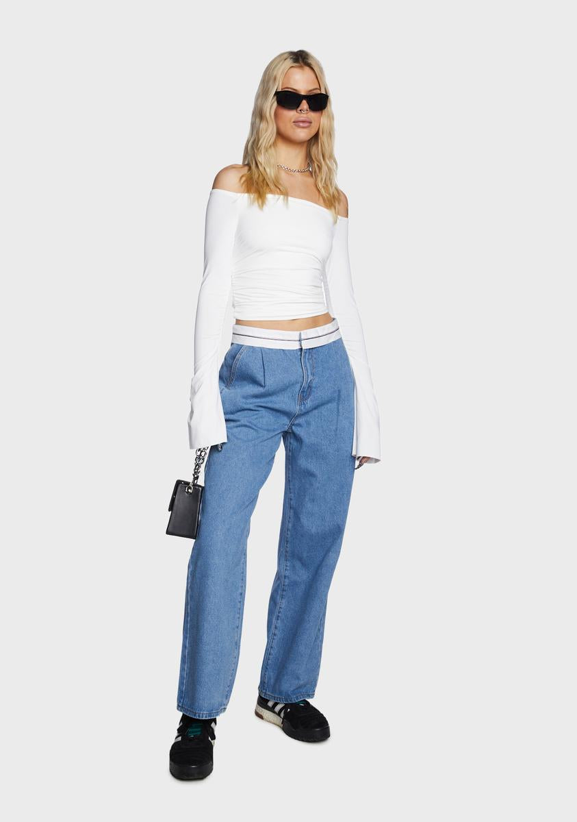 Corey Off The Shoulder Gathered Top - White