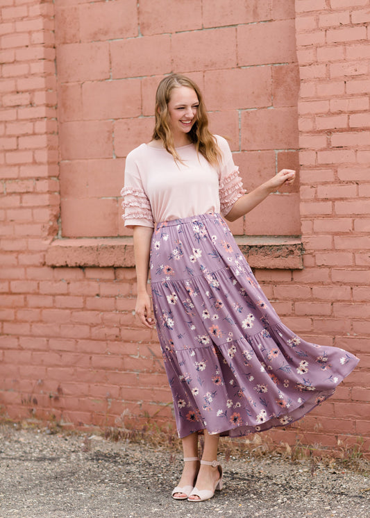 Vintage Tiered Floral Maxi Skirt