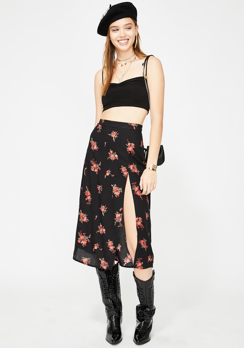 Black Floral Saika Skirt