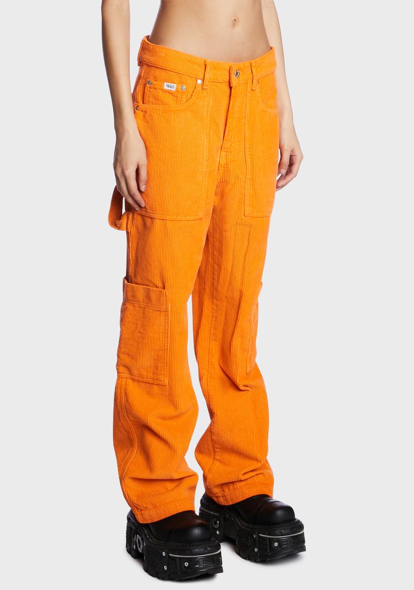 Orange Cord Combat Jeans
