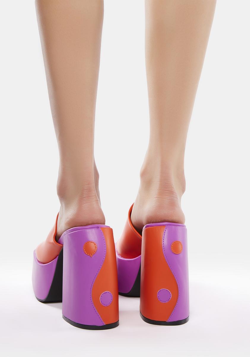 Purple Yin Yang Platform Mules